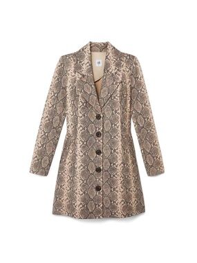 CAbi Beige Snake-Print Long Blazer Size L